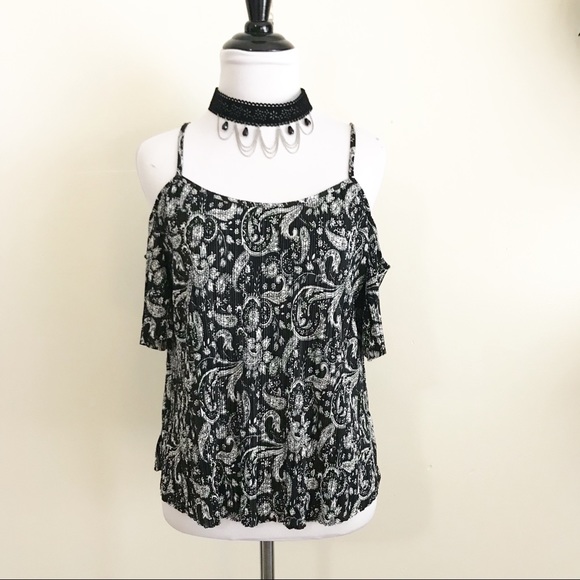 Express Tops - [Express] Cold Shoulder Paisley Top